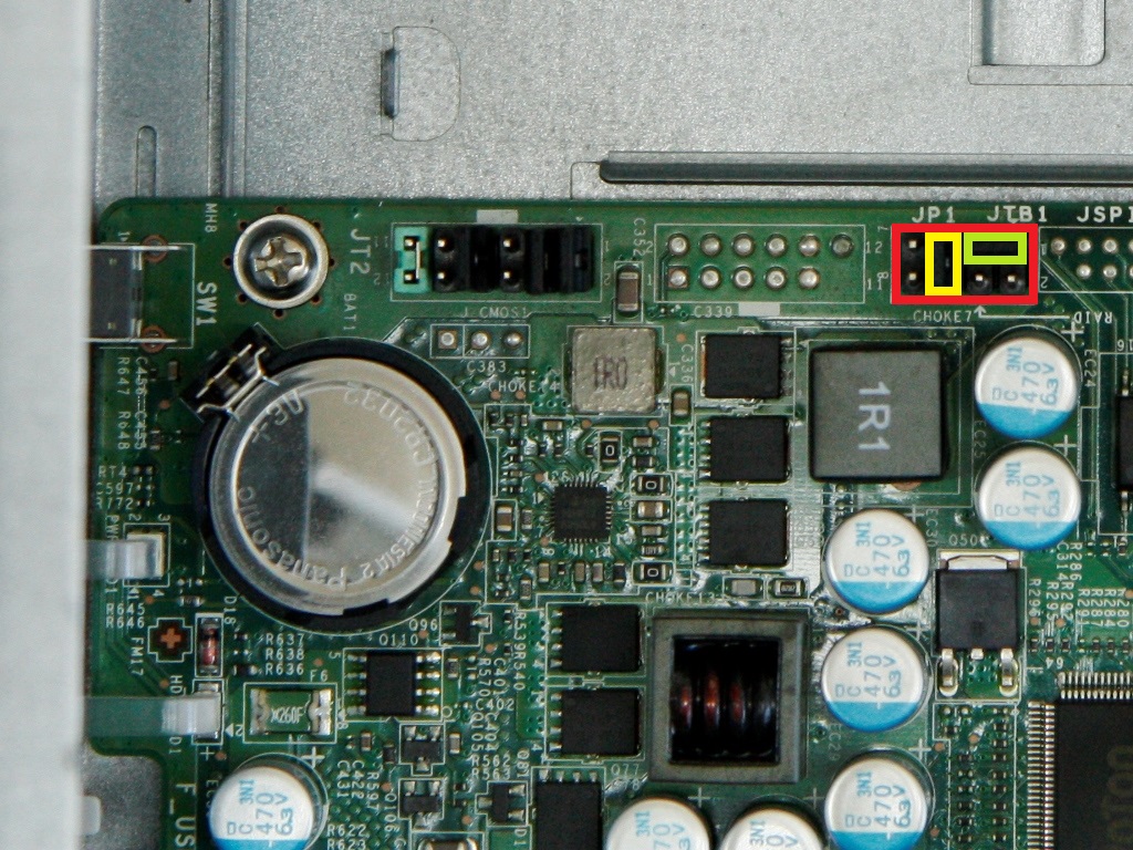 JTB1 Jumper that has been set to non-RAID Mode