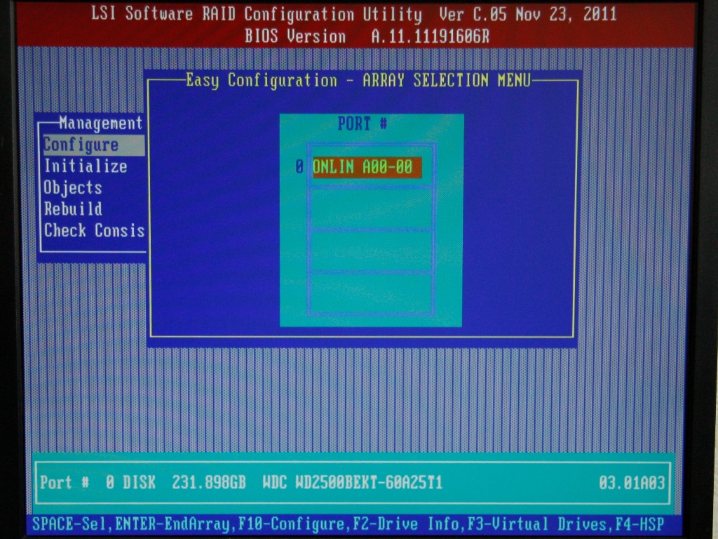 ARRAY SELECTION MENU