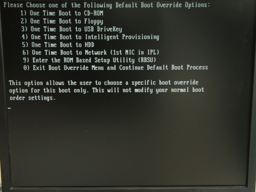 Select [1) One Time Boot to CD-ROM]
