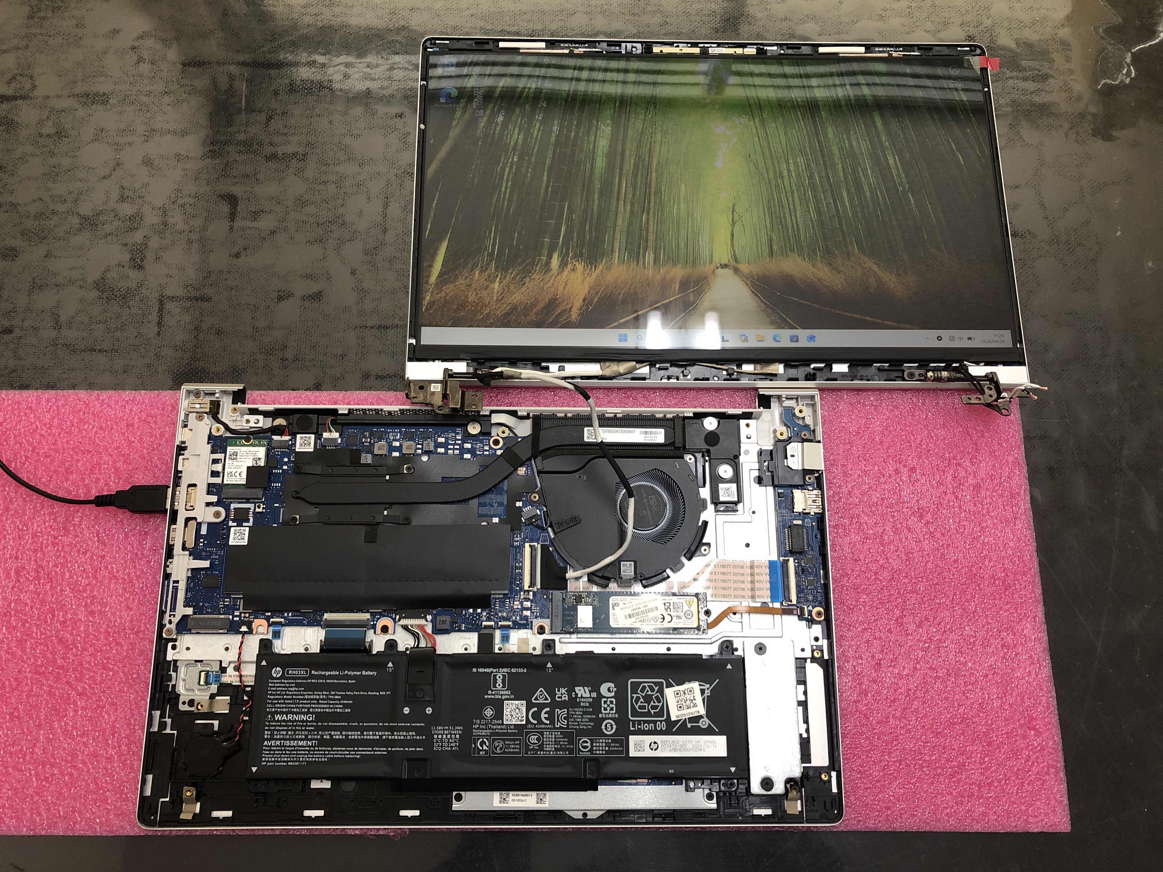 HP ProBook 450 G10 液晶パネル交換 仮組み動作確認