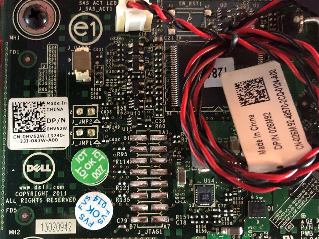 DELL PERC H310 パーツナンバーラベル 0HV52W