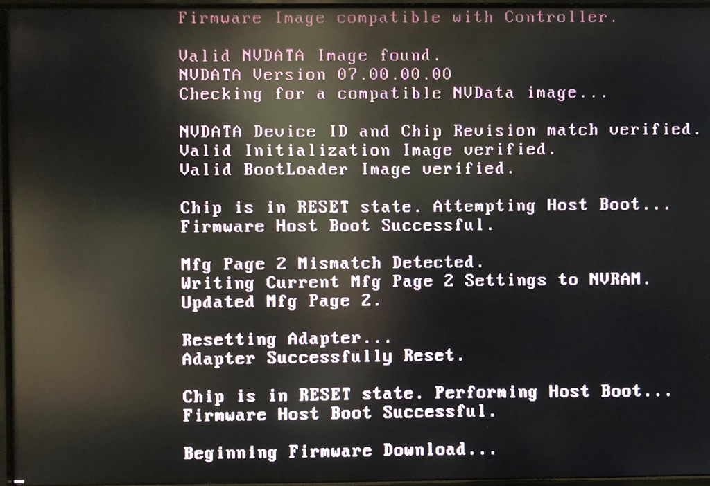 FreeDOS sas2flsh.exe -o -f DELL_6~1.FW 実行中 3