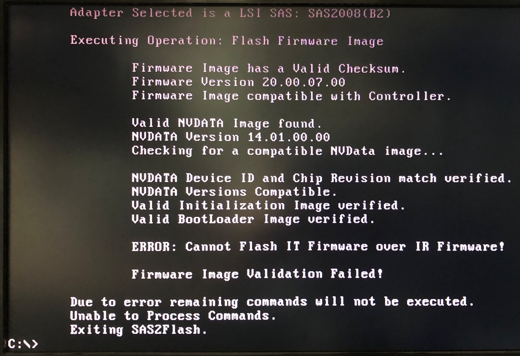 FreeDOS sas2flsh.exe 2118it.bin 書き込み エラー