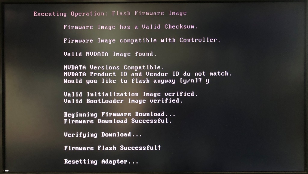 FreeDOS sas2flash.exe P07 版 2118it.bin 書き込み Resetting Adapter