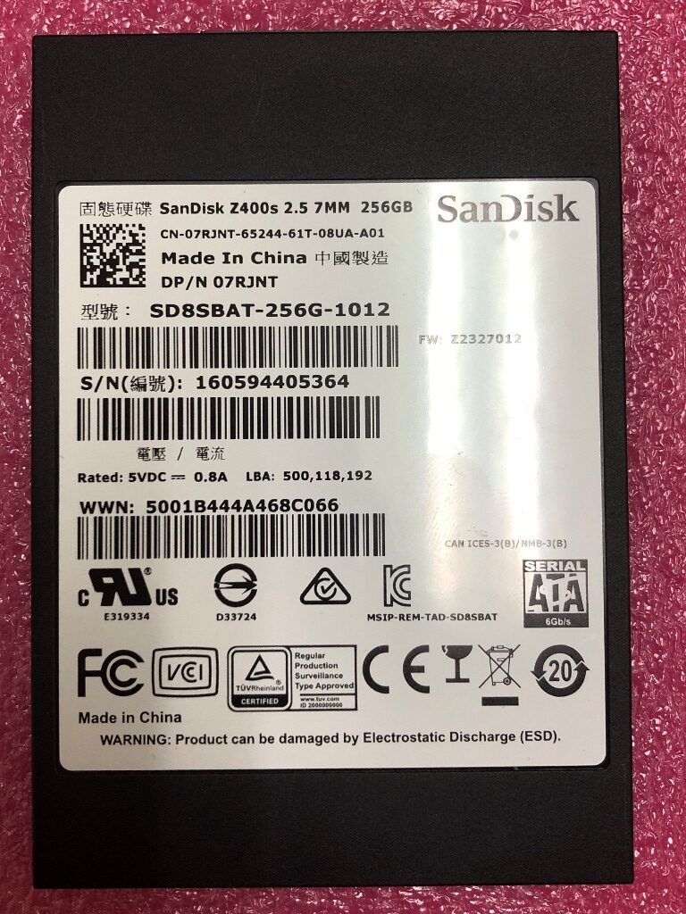 DELL Inspiron 15 3520 SSD SanDisk Z400s SD8SBAT-256G-1012