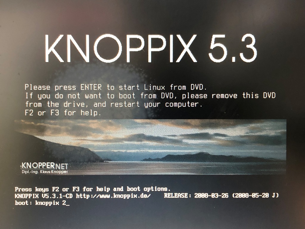 KNOPPIX 5.3 起動画面
